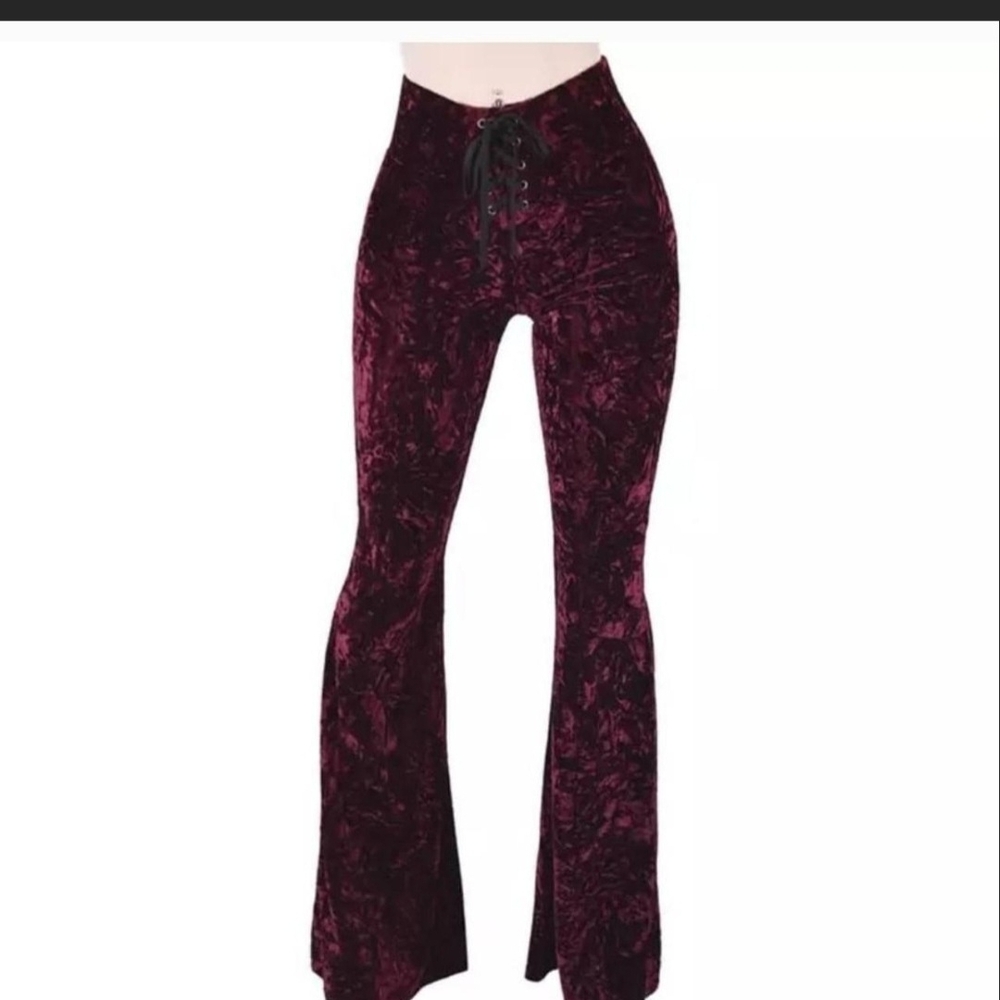 Killstar Red Velvet Flare Pants